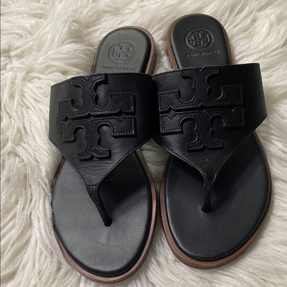 Tory Burch Black Leather Sandals - Picture 6 of 6